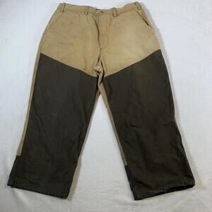 Cabelas Waxed Tin Cloth Hunting Brush Pants Men’s‎ Leather Trim Oil Skin 32x26